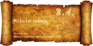 Mikola Adony névjegykártya
